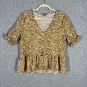 Babydoll Top Medium Floral Puff Ruffle‎ Coquette Peasant Cottage Milkmaid Boho